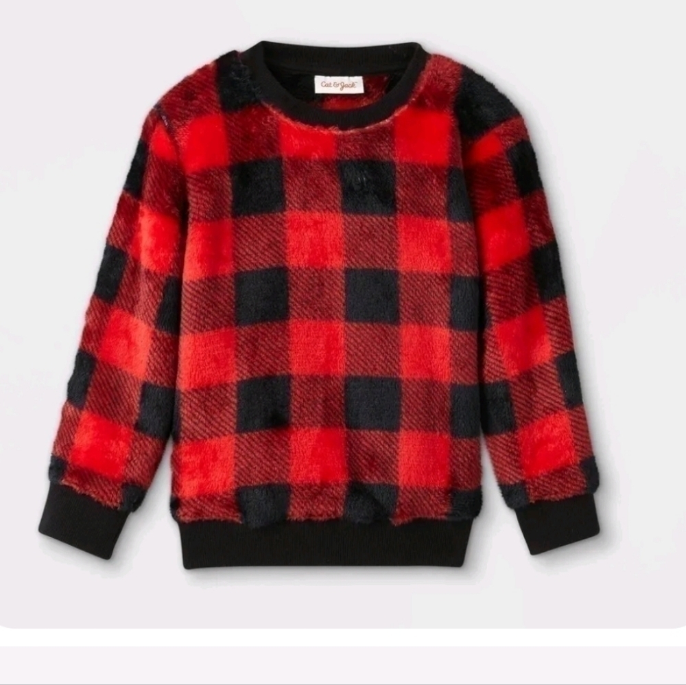 CAT & Jack Toddler Boys' Buffalo Check Crew Neck Sweater